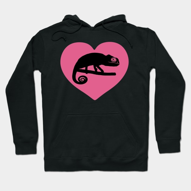 Pink Cute Chameleon Heart for Chameleon Lovers Hoodie by Mochi Merch